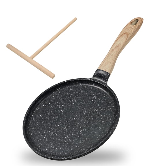 JEETEE 9.5-Inch Nonstick Crepe Pan Granite Coated Flat Griddle , Tortillas & Dosa, Induction Ready (Grey)