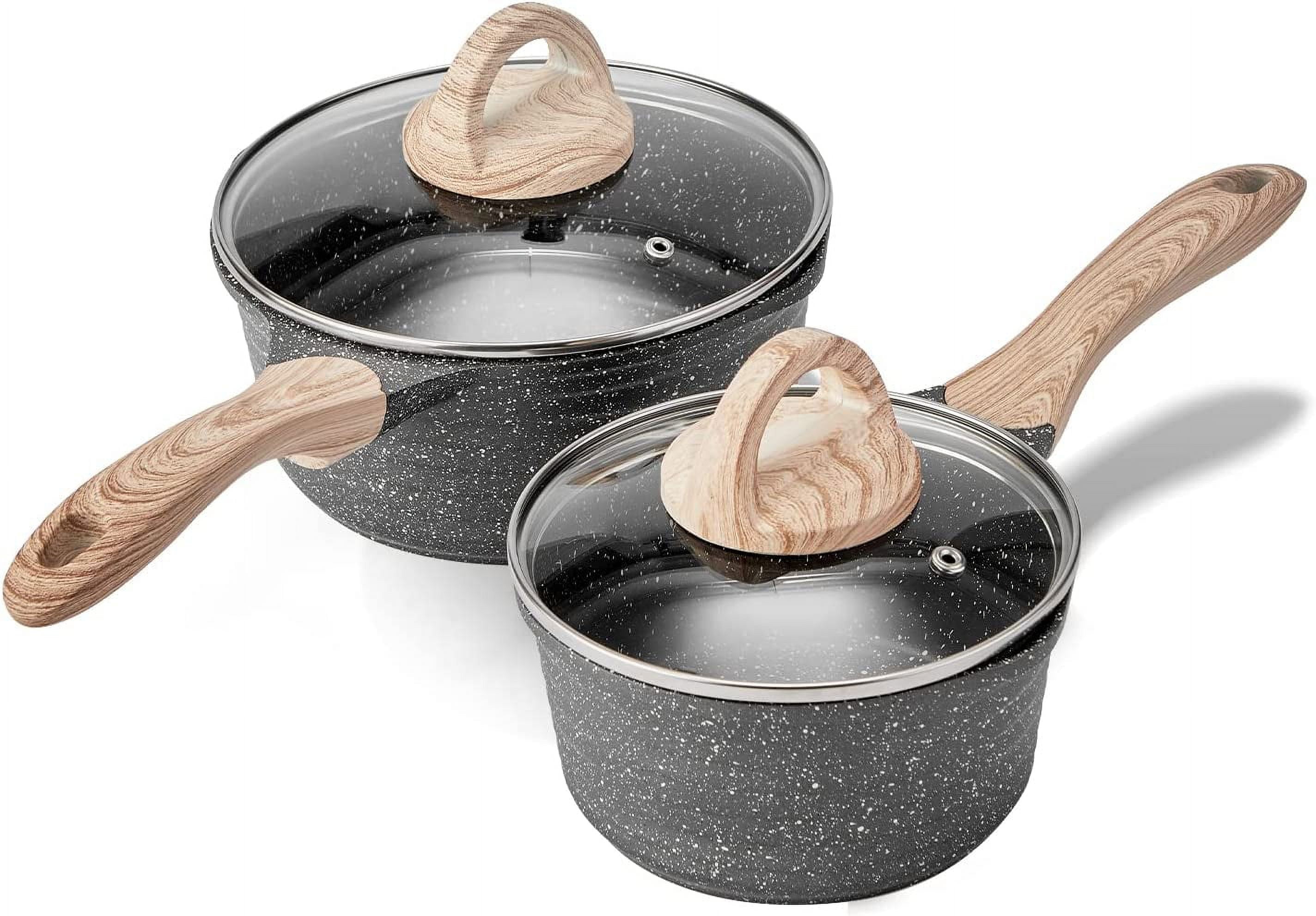 JEETEE 2.5 Quart Sauce Pan With Lid, Non Stick Small Pot With Coating