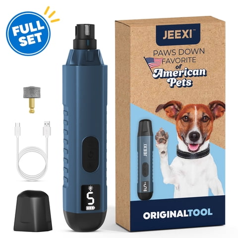 JEEXI Dog Nail Grinder  5-Speed Professional Pet Nail Trimmer with Dual LED Lights, Diamond Drum Bit, Super Quiet & Low Vibration, 3 Grinding Ports for Small, Medium & Large Dogs, USB-C Rechargeable