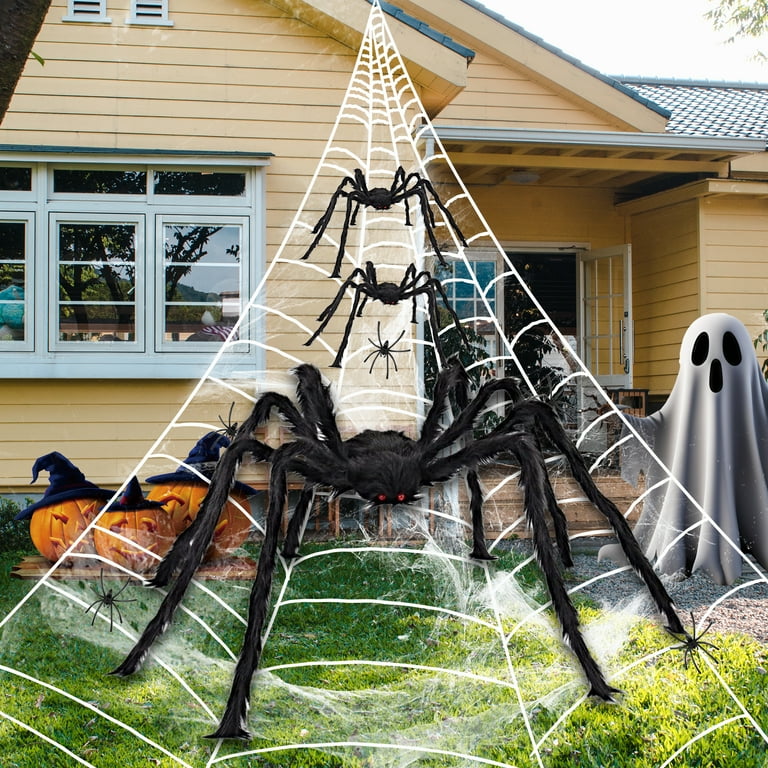 Huge Black Spider Front Door Decor Haunted House Cobweb Outdoor Halloween Prop Huge Black Spider Front Door Decor Haunted House Cobweb Outdoor Halloween Prop