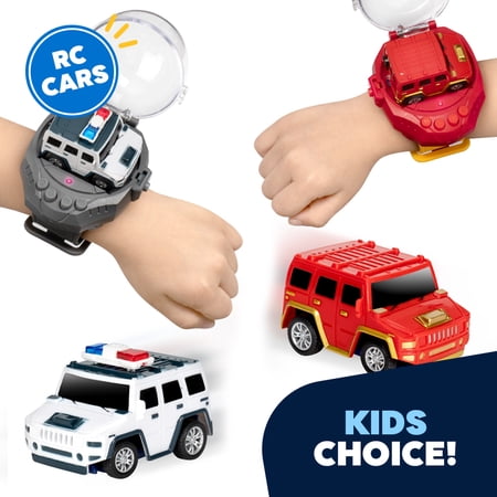 JEEXI Mini RC Car Watch Set for Kids – Wearable Remote Control Cars, LED Lights, Wrist-Mounted Controllers – Toy Cars for Boys & Girls, Fun Parent-Child Playtime - 2 Pack (Red & White)