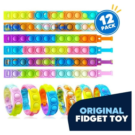 JEEXI Tie Dye Popper Bracelet in Silicone, 12 Pack