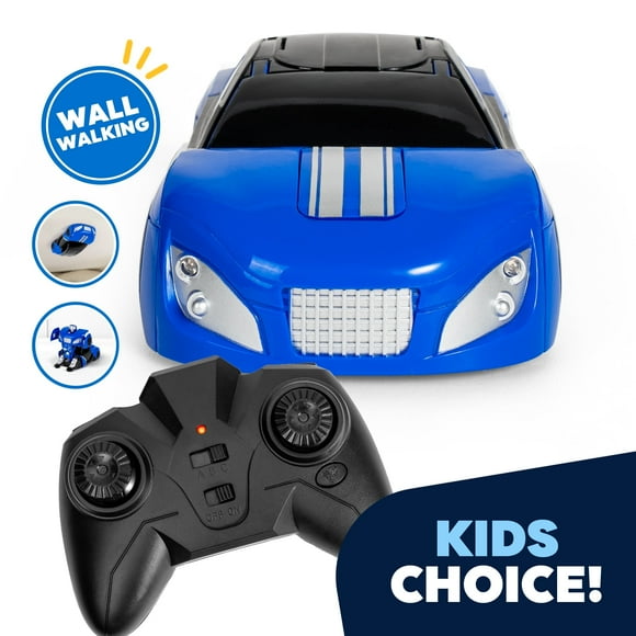 JEEXI Wall Climbing Remote Control Car - Transforming Robot RC Car Toy for Kids, Drives on Walls, Windows, Floors & Ceilings, Dual Mode for Floor & Wall, Fun Gift for Boys & Girls (Blue)