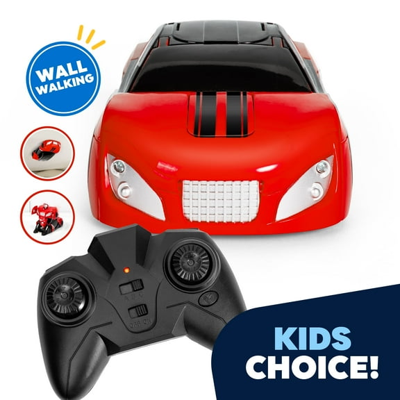 JEEXI Wall Climbing Remote Control Car - Transforming Robot RC Car Toy for Kids, Drives on Walls, Windows, Floors & Ceilings, Dual Mode for Floor & Wall, Fun Gift for Boys & Girls (Red)