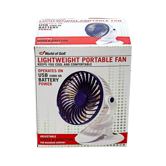 JEF World of Golf Portable Mini Battery Golf Cart Table Fan with Clip