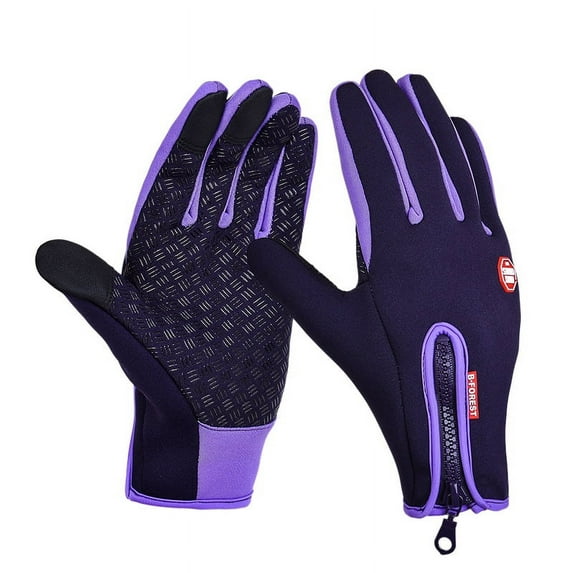 JEFFENLY Casual 1 Pair Warm Windproof Outdoor Cycling Bicycle Motorcycle Gloves Anti Slip Waterproof Washable Full Finger Gloves for Men and Women