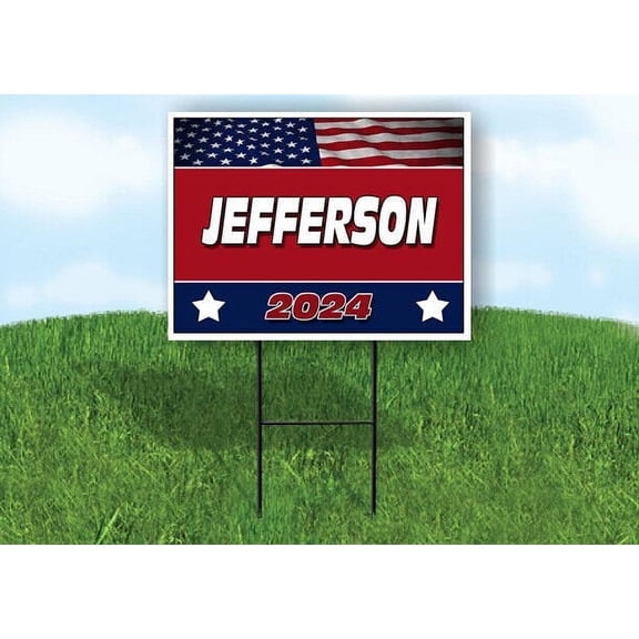 JEFFERSON FLAG RED 2024 18inx24in Yard Road Sign w/ Stand