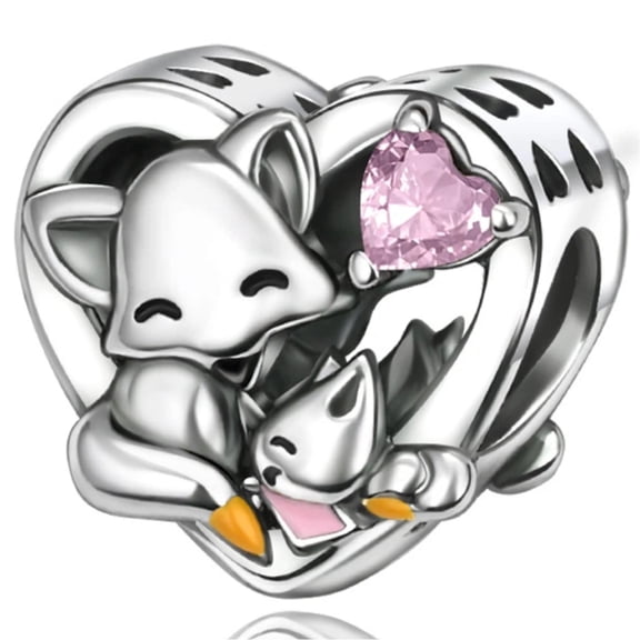JEFFERY Animals Charms for Women Bracelet Jewelry,Fox Love heart,Wildlife,Fox Love heart,Wildlife