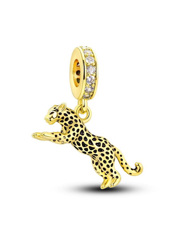Animals Charms for Women Bracelet Jewelry,Golden Leopard Pendant,Wildlife,Golden Leopard Pendant,Wildlife
