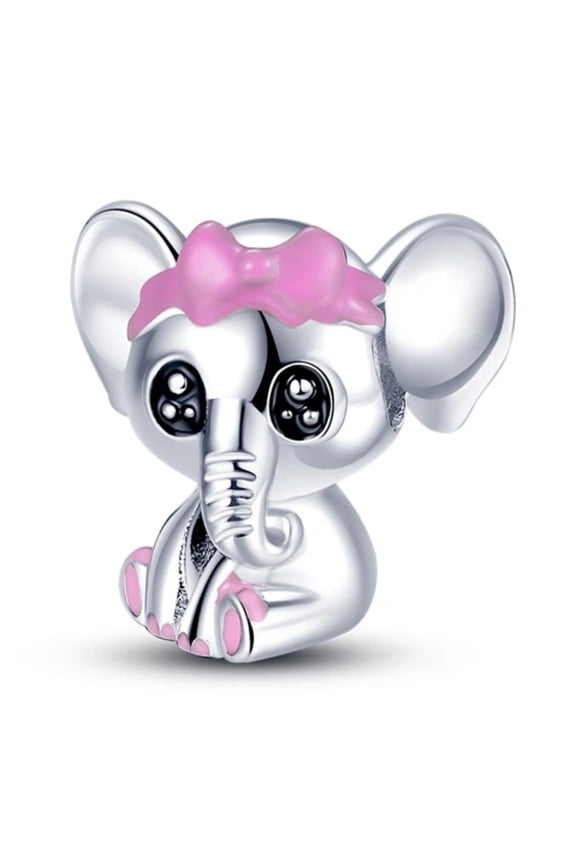 European 925 Sterling Silver Heart Charm Cute Animals fit Bracelet for Women Jewelry,Bow tie cute elephant,Wildlife,Bow tie cute elephant,Wildlife