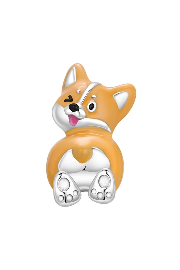 European 925 Sterling Silver Heart Charm Cute Animals fit Bracelet for Women Jewelry,Funny Tongue corgi Dog Bead,Pet,Pet