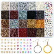 JEFFNIUB Glass Seed Beads, 2mm Small Seed Beads Kit with Alphabet Letter Beads, 20 Metallic Colors Tiny Beads for Friendship Bracelet Necklaces DIY Crafts Jewelry Making