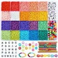 thumbnail image 1 of JEFFNIUB Glass Seed Beads Set for Bracelet Making 2mm, 20 Colours Small Seed Beads Kit with Letter Beads Smile Bead for Jewelry Making Colourful DIY Friendship Bracelets Necklaces, 1 of 5