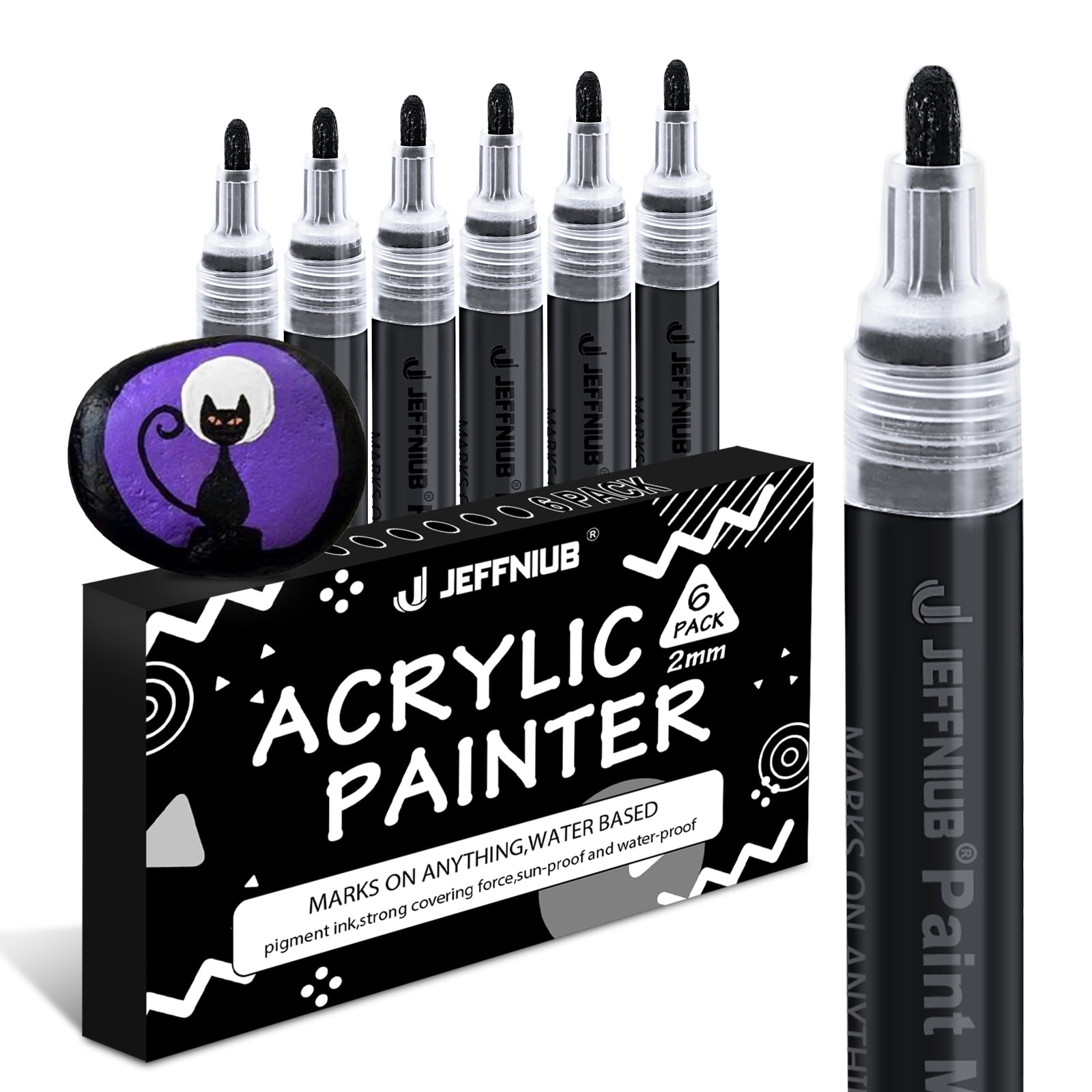 JEFFNIUB Dual Tip Acrylic Paint Pens 1 Count (Pack of 24), tip 24 colors