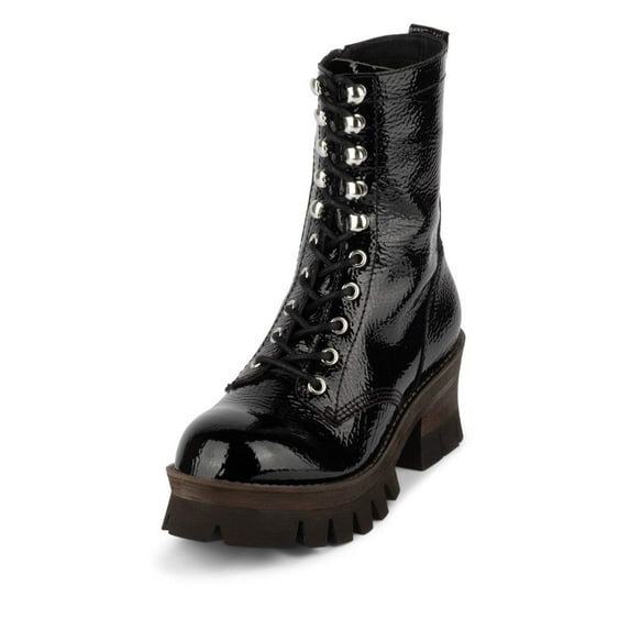 JEFFREY CAMPBELL SYCAMORE Boots Black Crinkle Patent Leather