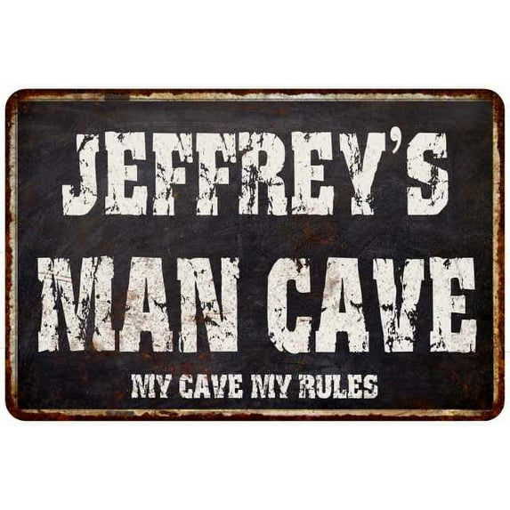 JEFFREY'S Man Cave Black Grunge Sign Home Decor Gift Cave Funny 108120004411