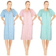 thumbnail image 1 of JEFFRICO 3 Pack House Dresses for Women with Pockets - Lightweight Breathable Short Sleeve Muumuu & Nightgowns - Snap Front Housecoat and Dusters for Women, 1 of 4