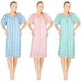 thumbnail image 1 of JEFFRICO 3 Pack House Dresses for Women with Pockets - Lightweight Breathable Short Sleeve Muumuu & Nightgowns - Snap Front Housecoat and Dusters for Women, 1 of 4