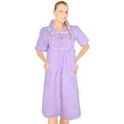 JEFFRICO House Dresses for Women with Pockets - Lightweight Breathable Short Sleeve Muumuu & Nightgowns - Snap Front Housecoat and Dusters for Women Plus Size