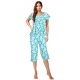 thumbnail image 1 of JEFFRICO Pajamas For Women Capri Set Sleepwear Soft Pajamas Short Sleeve Pajama Sleepshirt With Capri Pants, 1 of 7