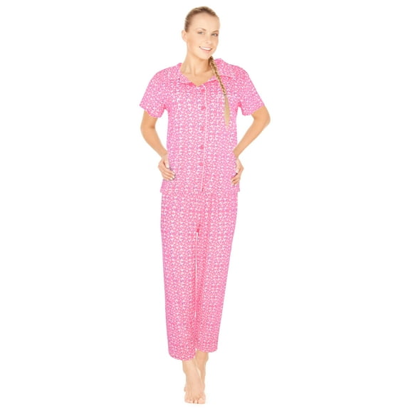 JEFFRICO Pajamas For Women Pajama Set Sleepwear Soft Pajamas Short Sleeve Sleepshirt With Pants