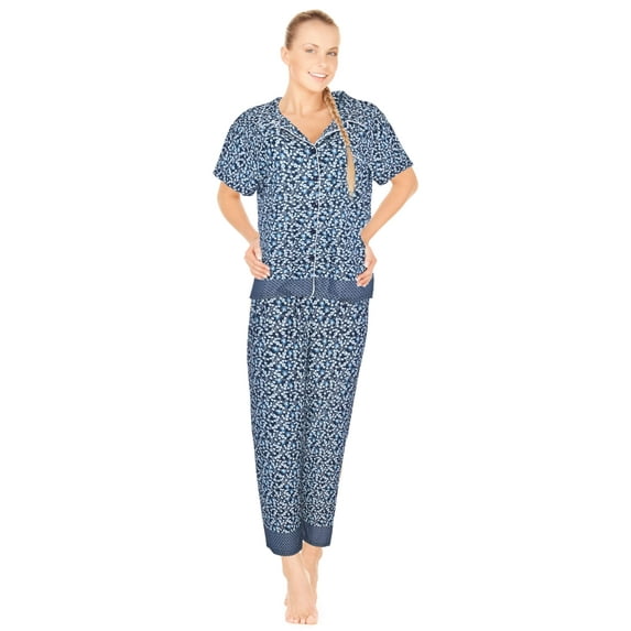 JEFFRICO Pajamas For Women Pajama Set Sleepwear Soft Pajamas Short Sleeve Sleepshirt With Pants