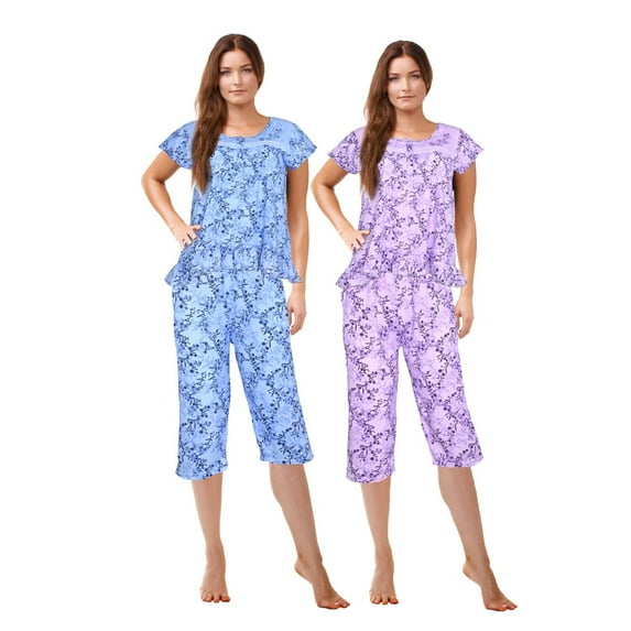 JEFFRICO Womens 2 Pack Capri Set Sleepwear Soft Pajamas Sleep Nightshirts