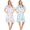 thumbnail image 1 of JEFFRICO Womens 2 Pack Nightgowns Short Sleeve Sleepwear Soft Pajama Dress Nightshirts, 1 of 4