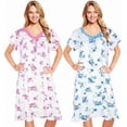 thumbnail image 1 of JEFFRICO 2 Pack Nightgowns for Women - Short Sleeve Soft Womens Nightgowns & Sleepshirts - Round Neck Pajamas Dress for Lounging, Sleeping & Casual Wear, 1 of 12