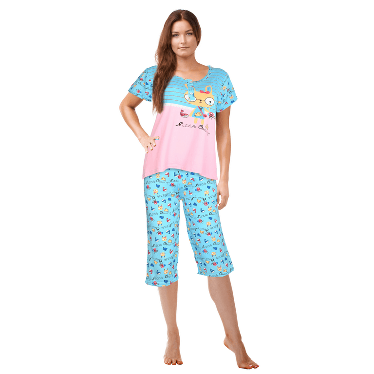JEFFRICO Womens Capri Set Sleepwear Soft Pajamas Sleep Nightshirts 