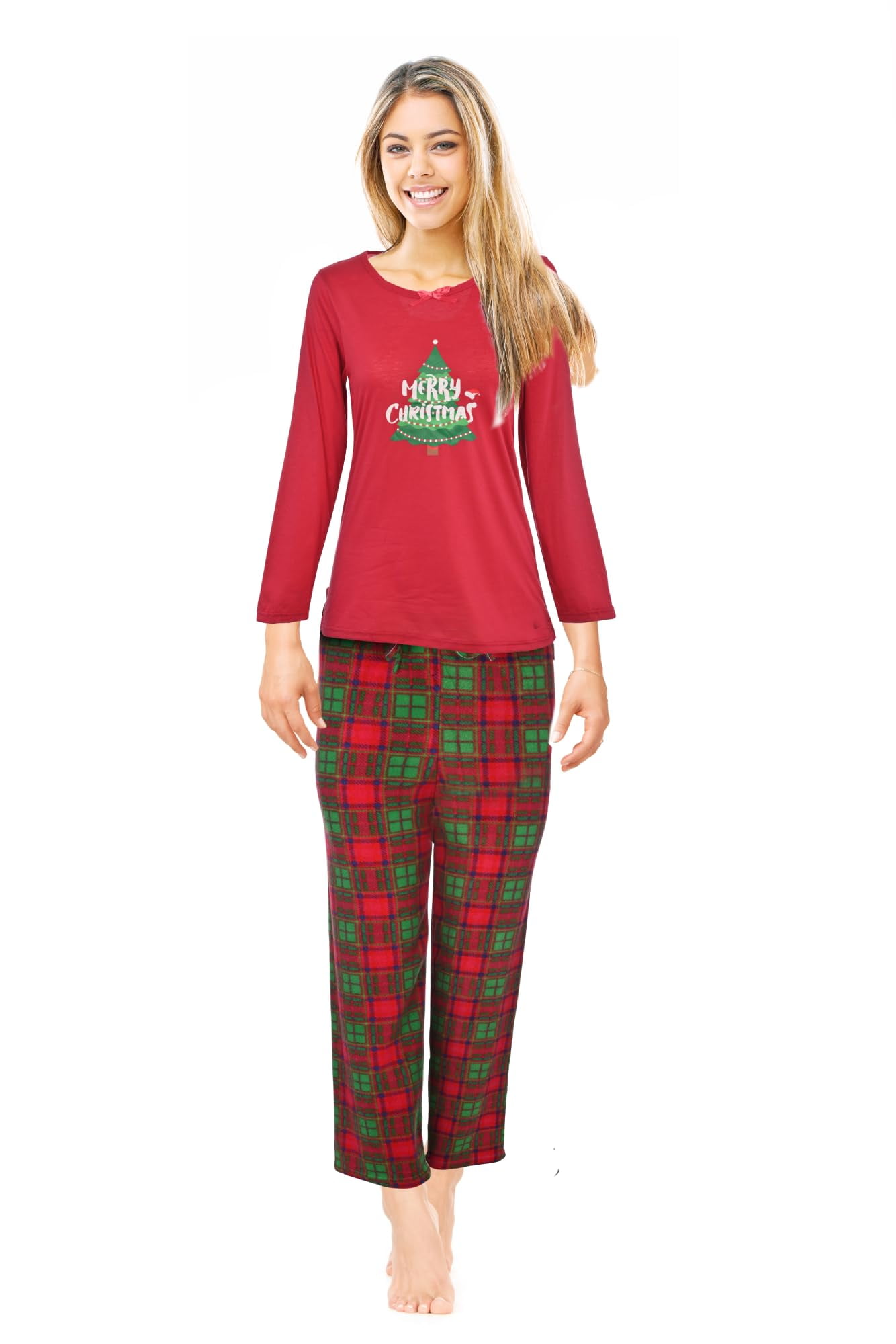 JEFFRICO Womens Christmas Pajamas For Women Long Sleeve Pajamas Top and
