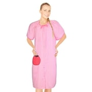 JEFFRICO House Dresses for Women with Pockets - Lightweight Breathable Short Sleeve Muumuu & Nightgowns - Snap Front Housecoat and Dusters for Women