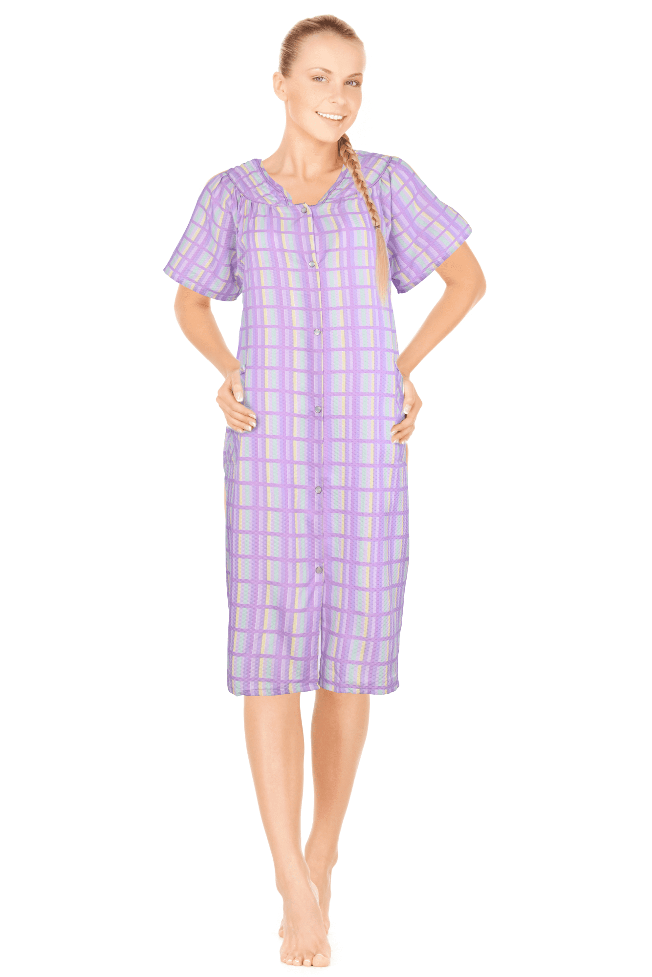 JEFFRICO Womens Dusters For Women Snap Front Housecoat Lounger Duster