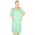 thumbnail image 1 of JEFFRICO House Dresses for Women with Pockets - Lightweight Breathable Short Sleeve Muumuu & Nightgowns - Snap Front Housecoat and Dusters for Women, 1 of 6