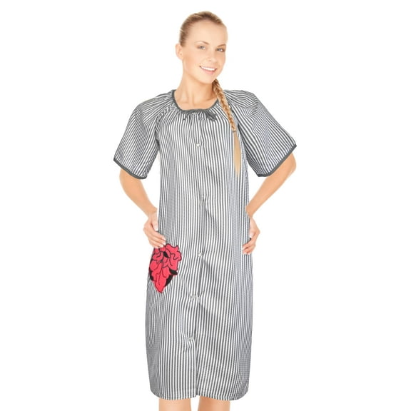 JEFFRICO House Dresses for Women with Pockets - Lightweight Breathable Short Sleeve Muumuu & Nightgowns - Snap Front Housecoat and Dusters for Women