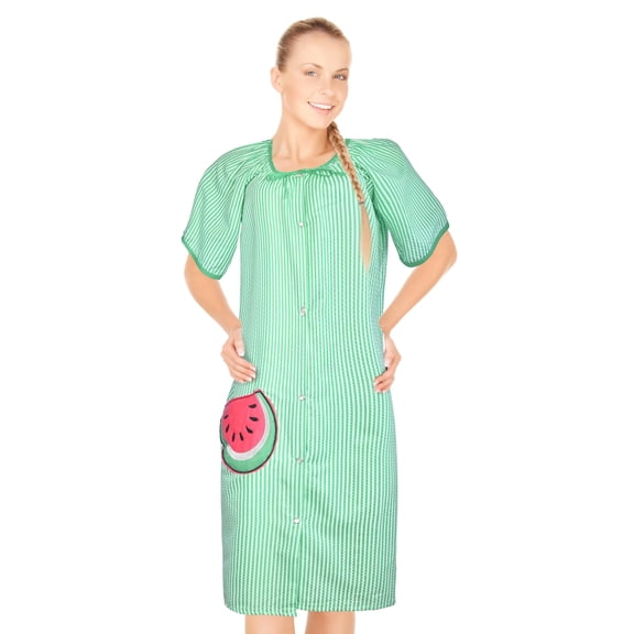 JEFFRICO House Dresses for Women with Pockets - Lightweight Breathable Short Sleeve Muumuu & Nightgowns - Snap Front Housecoat and Dusters for Women