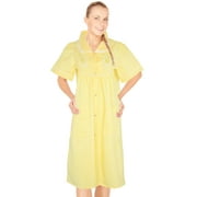 JEFFRICO House Dresses for Women with Pockets - Lightweight Breathable Short Sleeve Muumuu & Nightgowns - Snap Front Housecoat and Dusters for Women