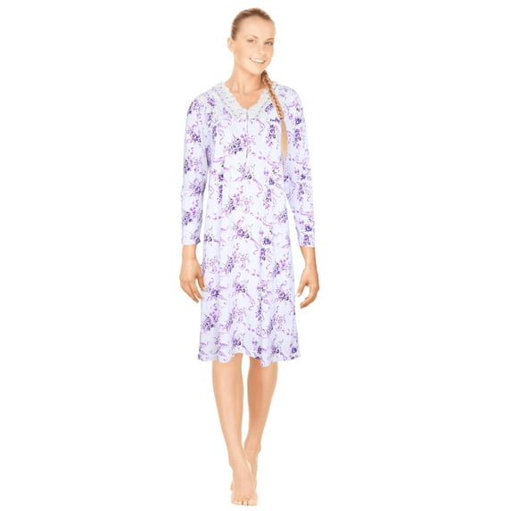JEFFRICO Womens Long Sleeve Cotton Blend Nightgowns Pintucked Sleepwear Soft Pajama Dress Nightshirts