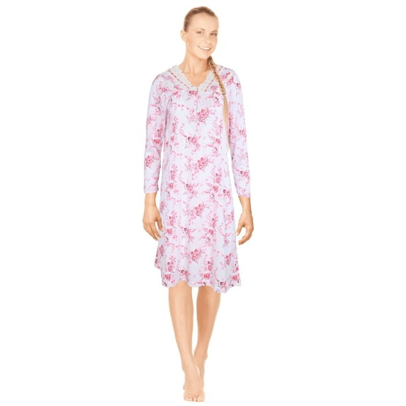 JEFFRICO Womens Long Sleeve Cotton Blend Nightgowns Pintucked Sleepwear Soft Pajama Dress Nightshirts