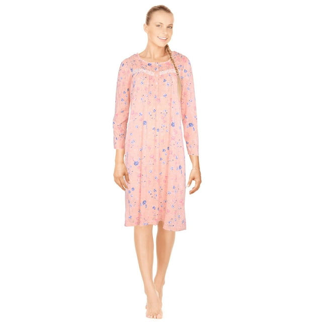 JEFFRICO Womens Long Sleeve Cotton Blend Nightgowns Sleepwear Soft Pajama Dress Nightshirts Plus