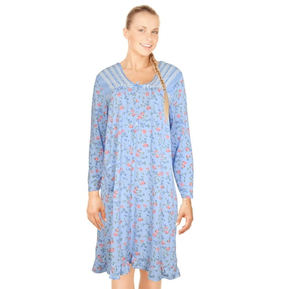 JEFFRICO Womens Long Sleeve Nightgowns Sleepwear Soft Pajama Dress Nightshirts