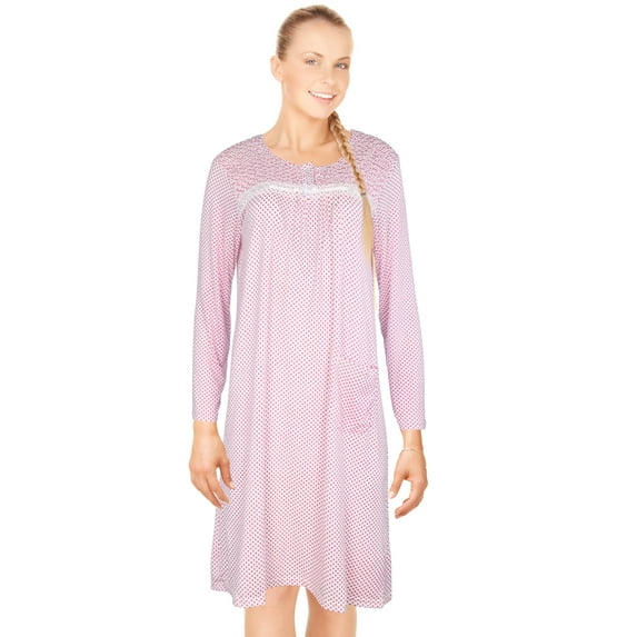 JEFFRICO Womens Long Sleeve Nightgowns Sleepwear Soft Pajama Dress Nightshirts