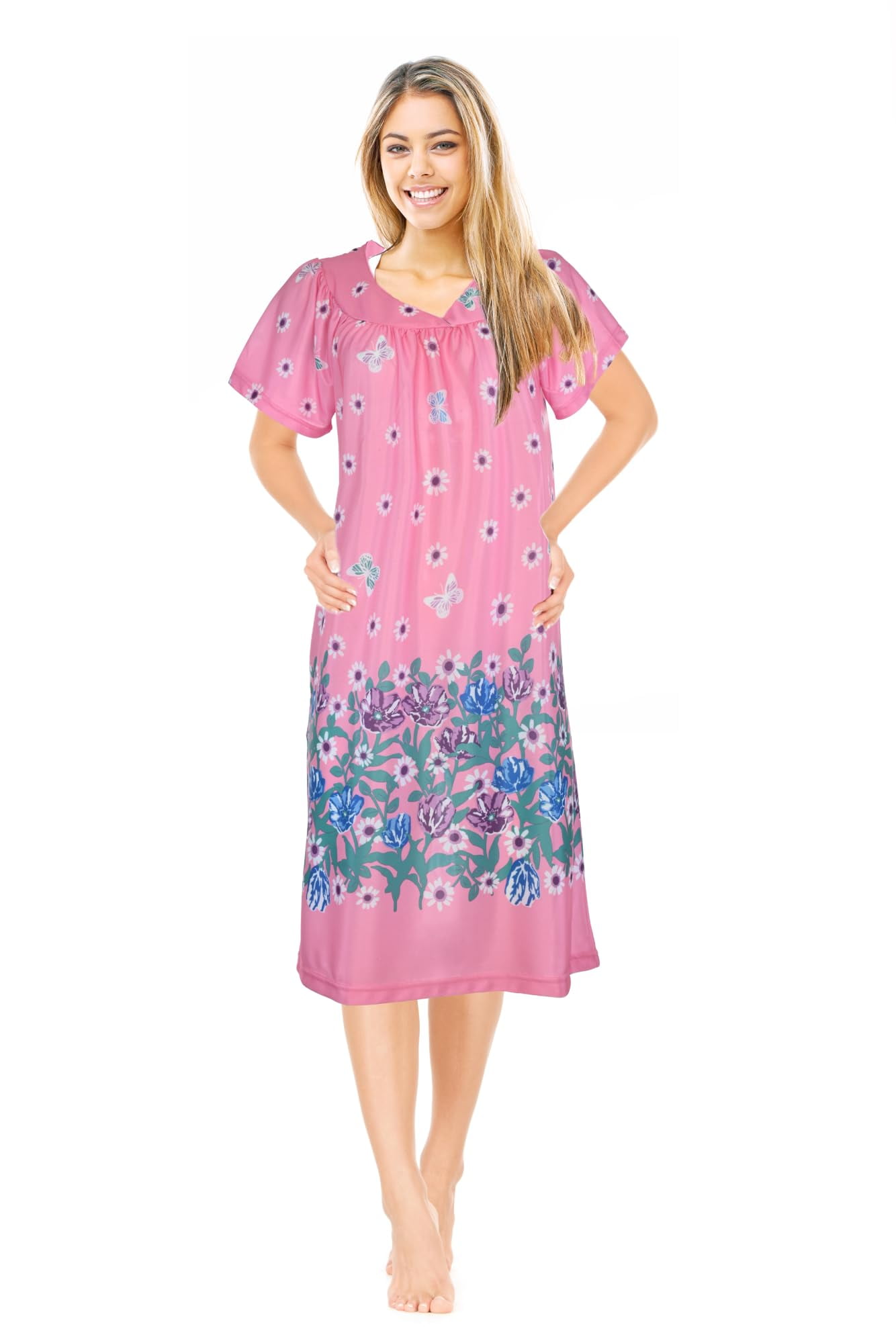 JEFFRICO Womens Nightgowns Muumuu Lounger House Dress Sleepwear Silky