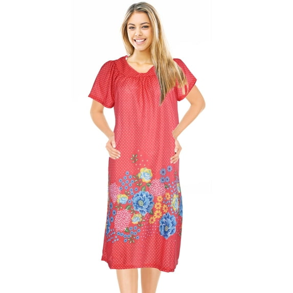 JEFFRICO Womens Nightgowns Muumuu Lounger House Dress Sleepwear Silky Soft Pajama Dress Nightshirts