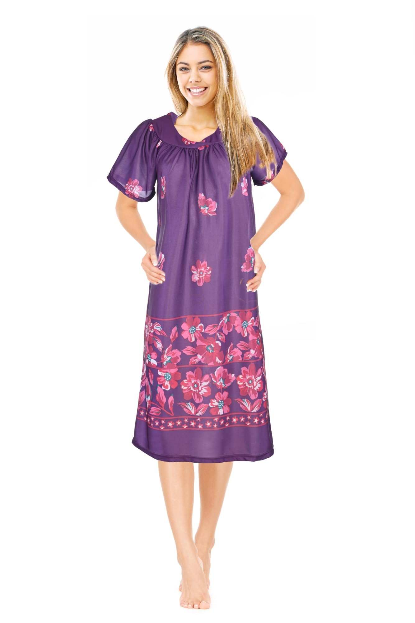 JEFFRICO Womens Nightgowns Muumuu Lounger House Dress Sleepwear Silky