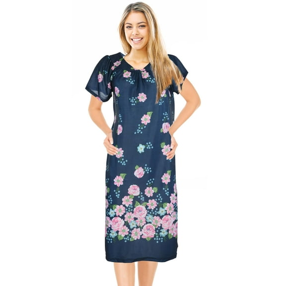 JEFFRICO Womens Nightgowns Muumuu Lounger House Dress Sleepwear Silky Soft Pajama Dress Nightshirts