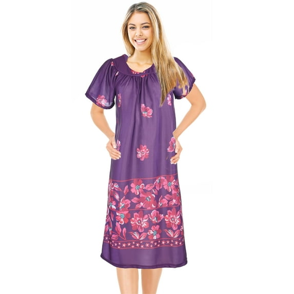 JEFFRICO Womens Nightgowns Muumuu Lounger House Dress Sleepwear Silky Soft Pajama Dress Nightshirts