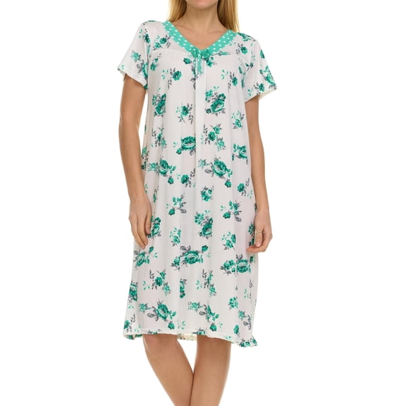 JEFFRICO Nightgowns for Women - Short Sleeve Soft Womens Nightgowns & Sleepshirts - Round Neck Pajamas Dress for Lounging, Sleeping & Casual Wear