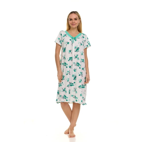JEFFRICO Nightgowns for Women - Short Sleeve Soft Womens Nightgowns & Sleepshirts - Round Neck Pajamas Dress for Lounging, Sleeping & Casual Wear