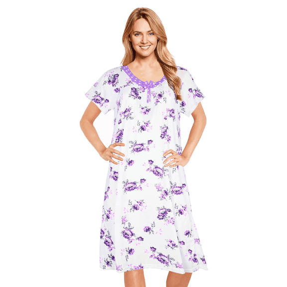 JEFFRICO Nightgowns for Women - Short Sleeve Soft Womens Nightgowns & Sleepshirts - Round Neck Pajamas Dress for Lounging, Sleeping & Casual Wear
